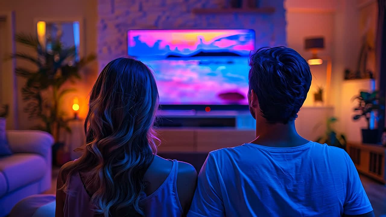 Pessoa assistindo TV com sinal estável